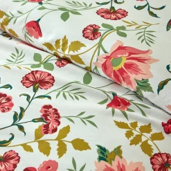 Fantasie Bedlinnen|Vlak Laken<Colombine Bedlinnen Lola met bloemenprint - in katoen wit
