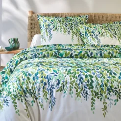 Fantasie Bedlinnen|Vlak Laken<Colombine Bedlinnen Léonie, in katoen met plantenprint ecru