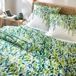 Fantasie Bedlinnen|Vlak Laken<Colombine Bedlinnen Léonie, in katoen met plantenprint ecru