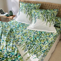 Fantasie Bedlinnen|Vlak Laken<Colombine Bedlinnen Léonie, in katoen met plantenprint ecru