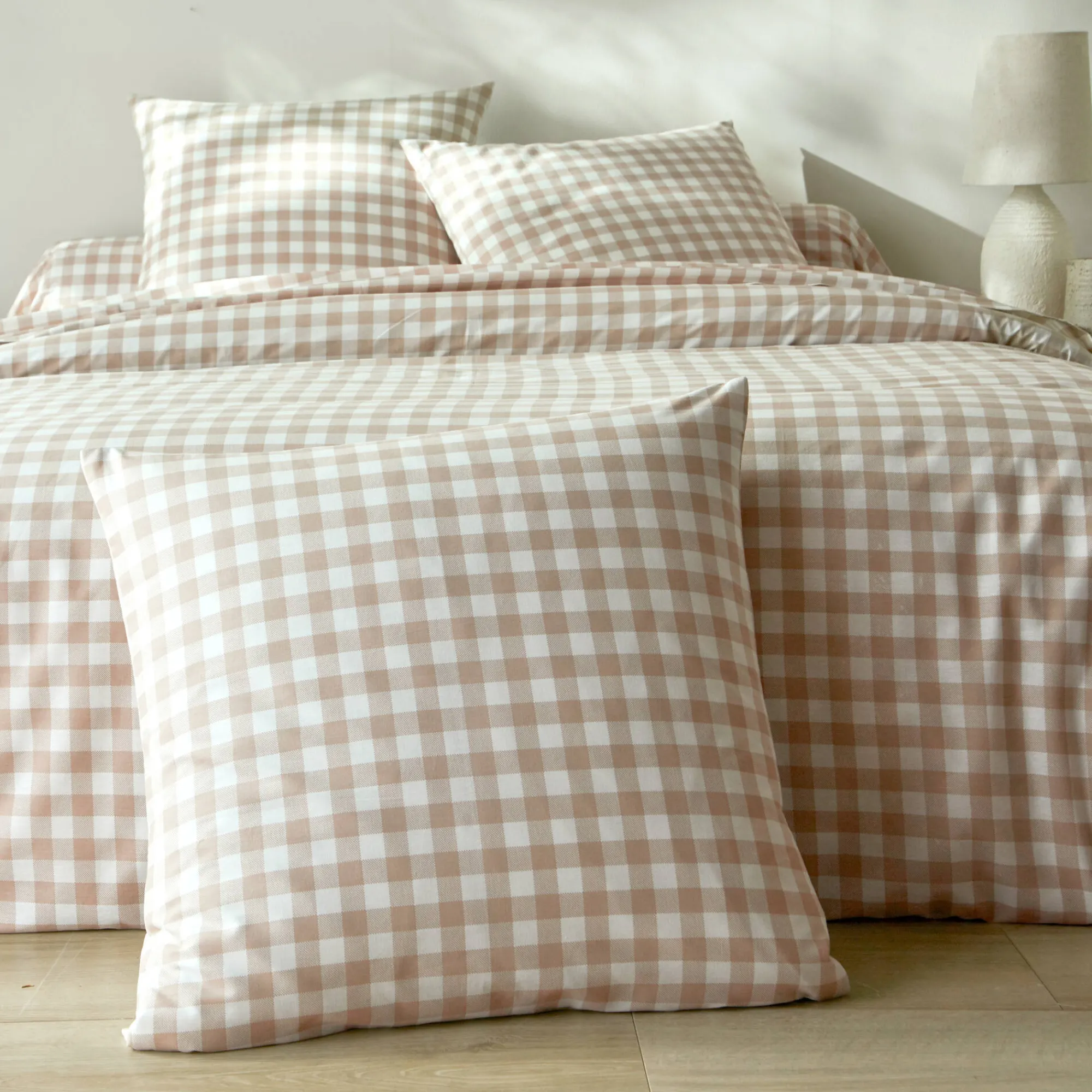 Fantasie Bedlinnen|Vlak Laken<Blancheporte Bedlinnen Lou met ruitenprint - in katoen beige