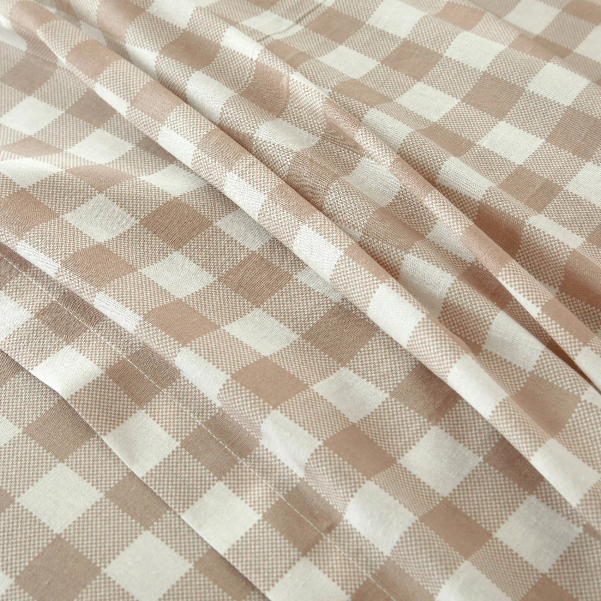 Fantasie Bedlinnen|Vlak Laken<Blancheporte Bedlinnen Lou met ruitenprint - in katoen beige