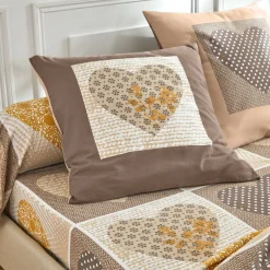 Fantasie Bedlinnen|Vlak Laken<Blancheporte Bedlinnen Lovely in flanel met hartjesprint beige / karamel