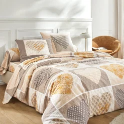 Fantasie Bedlinnen|Vlak Laken<Blancheporte Bedlinnen Lovely in katoen met hartjesprint beige / karamel
