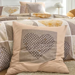 Fantasie Bedlinnen|Vlak Laken<Blancheporte Bedlinnen Lovely in katoen met hartjesprint beige / karamel