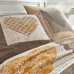 Fantasie Bedlinnen|Vlak Laken<Blancheporte Bedlinnen Lovely in katoen met hartjesprint beige / karamel