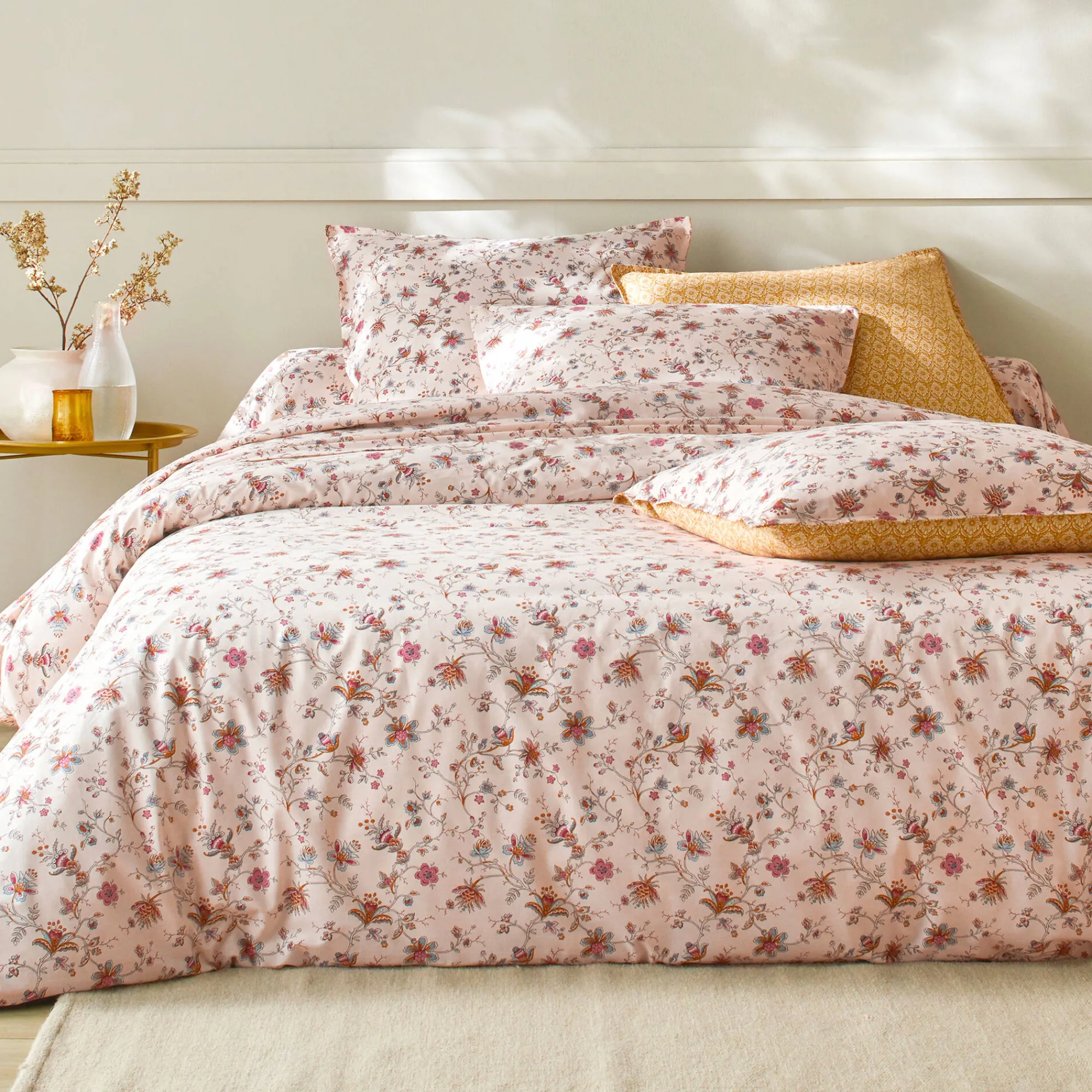 Fantasie Bedlinnen|Vlak Laken<Blancheporte Bedlinnen Margaux in katoen met bloemenprint ecru