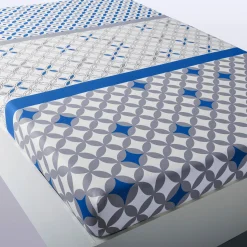 Fantasie Bedlinnen|Vlak Laken<Colombine Bedlinnen Marlow, katoen met geometrische motieven grijs / blauw