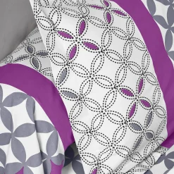 Fantasie Bedlinnen|Vlak Laken<Colombine Bedlinnen Marlox in katoen met geometrische motieven grijs / paars