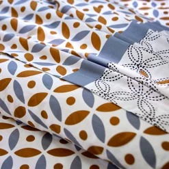 Fantasie Bedlinnen|Vlak Laken<Colombine Bedlinnen Marlox in katoen met geometrische motieven grijs / karamel