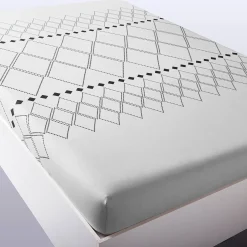 Fantasie Bedlinnen|Vlak Laken<Blancheporte Bedlinnen Massai, in katoen met grafische motieven, afgewerkt met pompons grijs