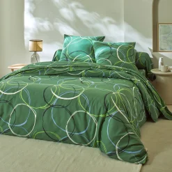 Fantasie Bedlinnen|Vlak Laken<Blancheporte Bedlinnen Noémie in polykatoen met cirkelprint groen