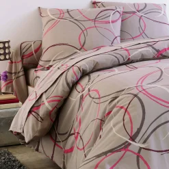 Fantasie Bedlinnen|Vlak Laken<Blancheporte Bedlinnen Noémie in polykatoen met cirkelprint grijstaupe