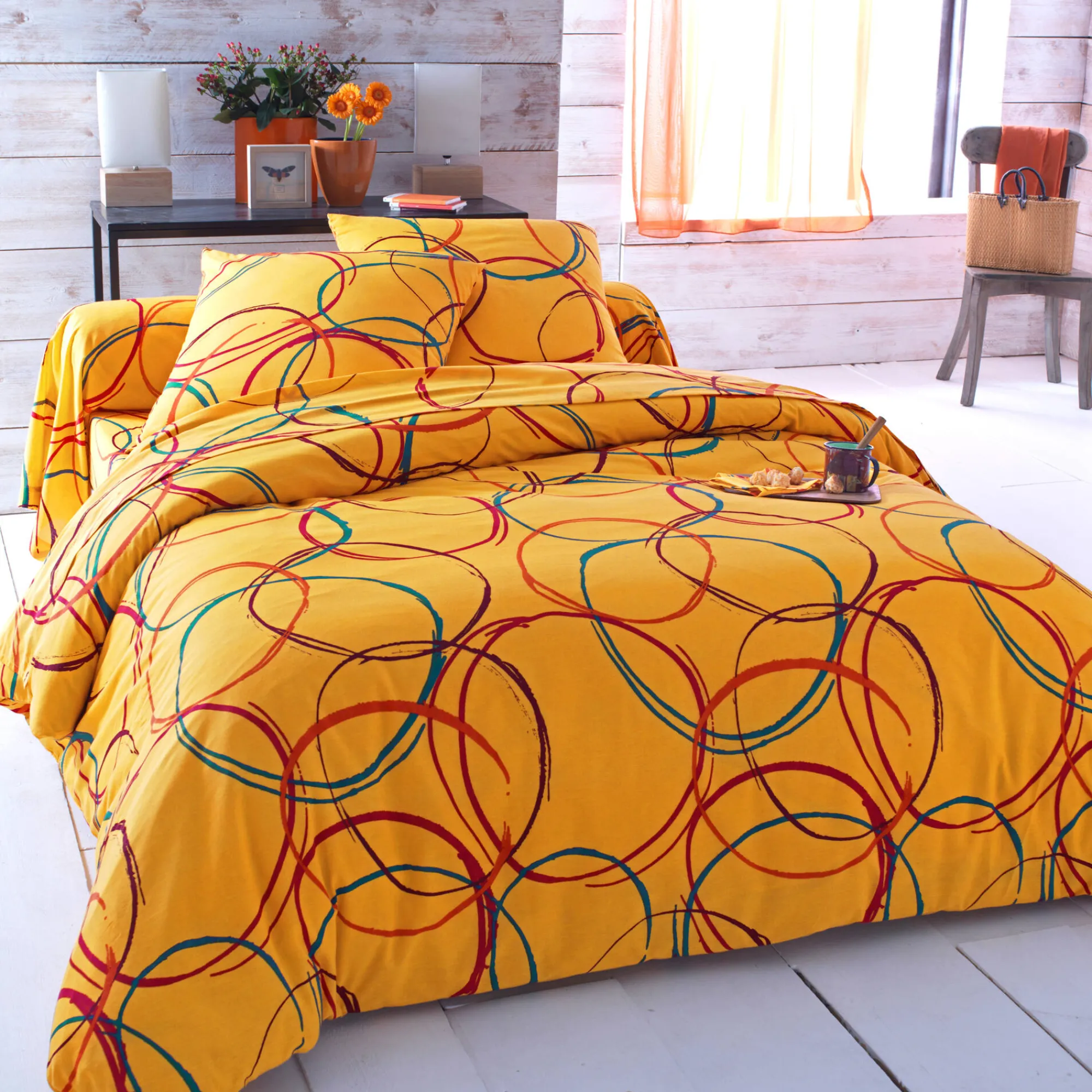 Fantasie Bedlinnen|Vlak Laken<Blancheporte Bedlinnen Noémie in polykatoen met cirkelprint spicy