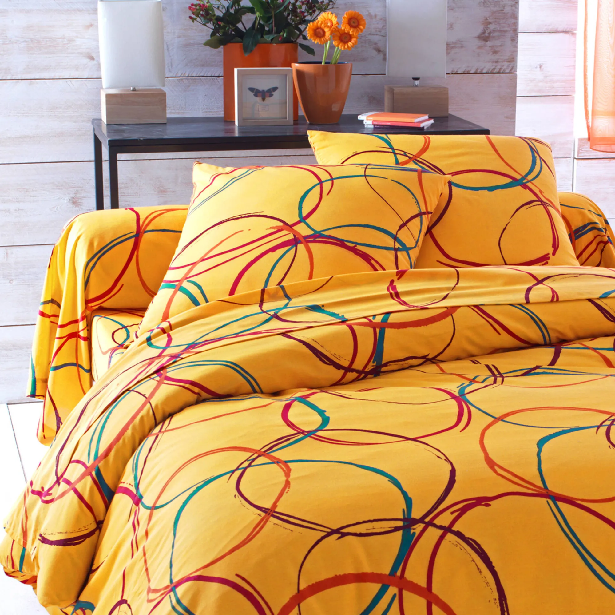 Fantasie Bedlinnen|Vlak Laken<Blancheporte Bedlinnen Noémie in polykatoen met cirkelprint spicy