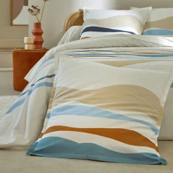 Fantasie Bedlinnen|Vlak Laken<Blancheporte Bedlinnen Ondée met golvenprint - in katoen blauw