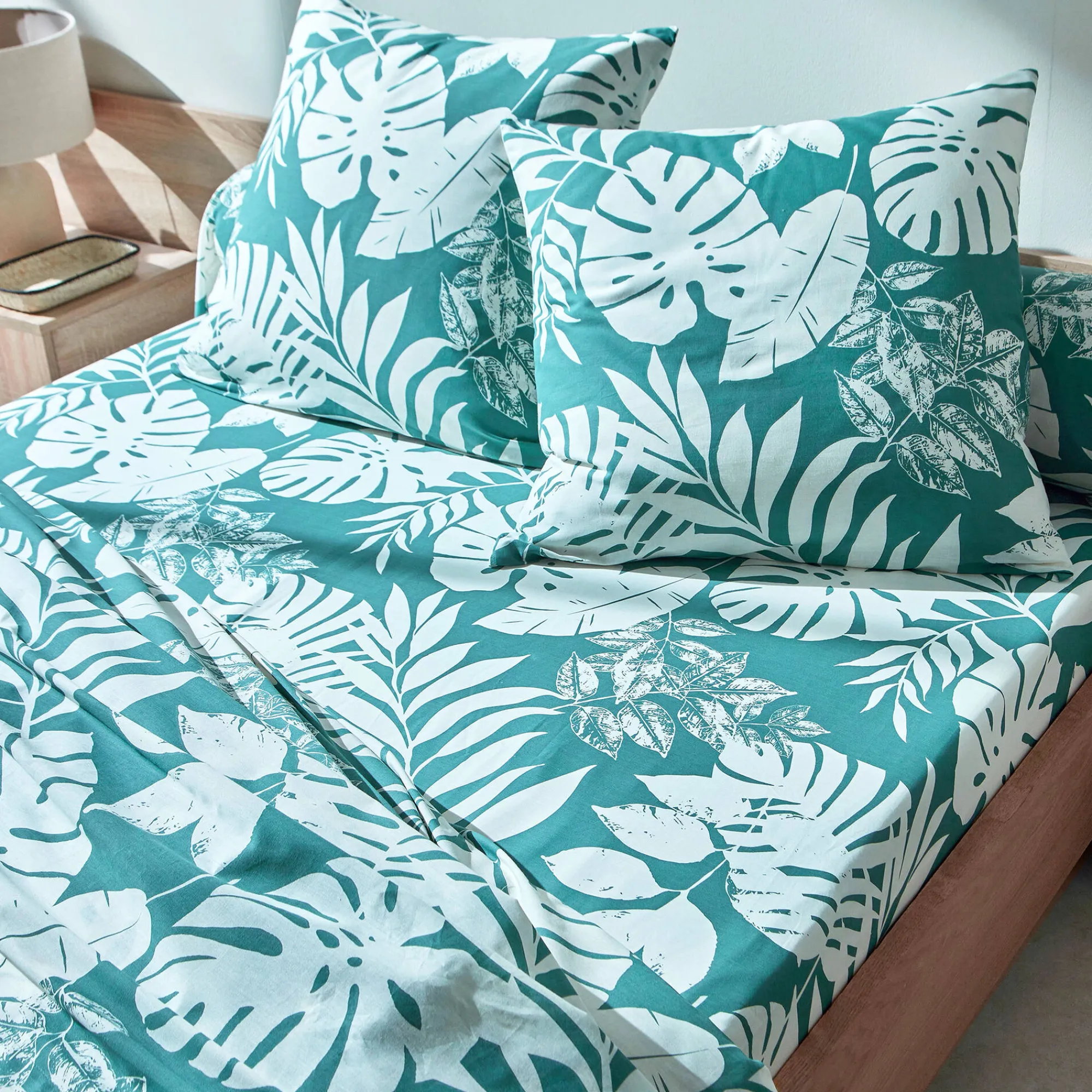 Fantasie Bedlinnen|Vlak Laken<Blancheporte Bedlinnen Paddy met bladerenprint, katoen eucalyptus