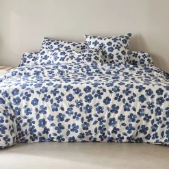Fantasie Bedlinnen|Vlak Laken<Blancheporte Bedlinnen Petunia in bedrukt katoen blauw