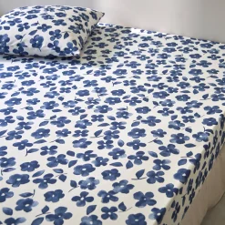 Fantasie Bedlinnen|Vlak Laken<Blancheporte Bedlinnen Petunia in bedrukt katoen blauw