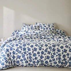 Fantasie Bedlinnen|Vlak Laken<Blancheporte Bedlinnen Petunia in bedrukt flanel blauw