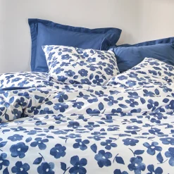 Fantasie Bedlinnen|Vlak Laken<Blancheporte Bedlinnen Petunia in bedrukt flanel blauw