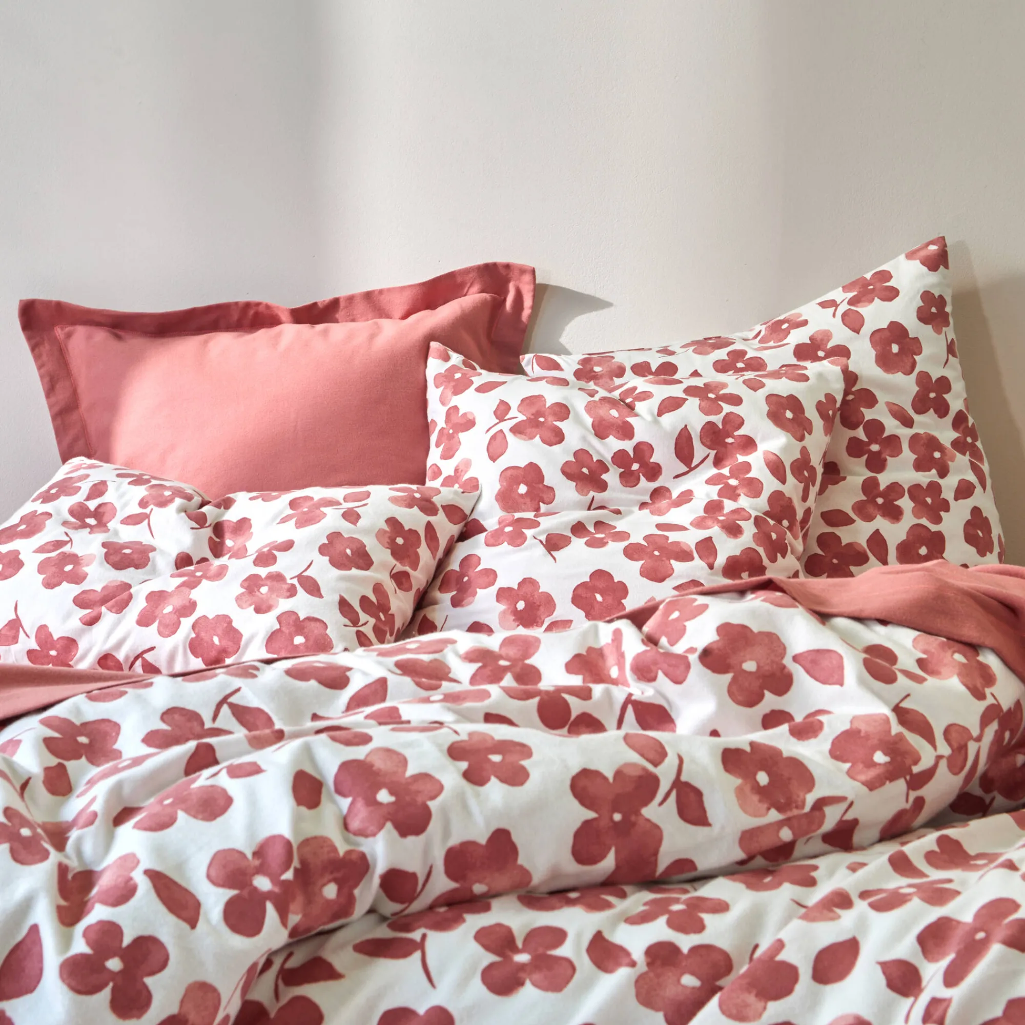 Fantasie Bedlinnen|Kussensloop<Blancheporte Bedlinnen Petunia in bedrukt flanel rozenhout