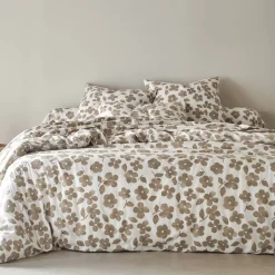 Fantasie Bedlinnen|Vlak Laken<Blancheporte Bedlinnen Petunia in bedrukt flanel grijsbeige