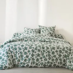 Fantasie Bedlinnen|Vlak Laken<Blancheporte Bedlinnen Petunia in bedrukt flanel amandel groen