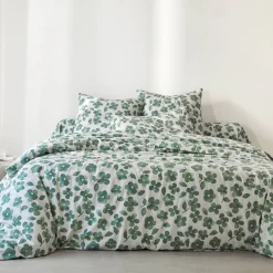 Fantasie Bedlinnen|Vlak Laken<Blancheporte Bedlinnen Petunia in bedrukt flanel amandel groen