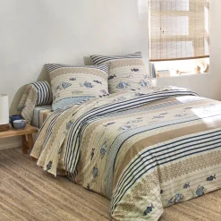 Fantasie Bedlinnen|Vlak Laken<Blancheporte Bedlinnen Riviera in katoen met vissenprint blauw