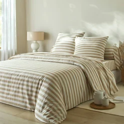 Fantasie Bedlinnen|Vlak Laken<Blancheporte Bedlinnen Romy, gestreept - in katoen beige