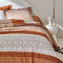 Fantasie Bedlinnen|Vlak Laken<Colombine Bedlinnen Tommy in katoen met geometrische print karamel