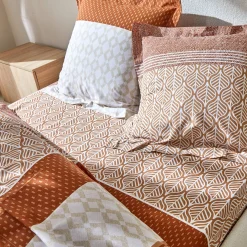 Fantasie Bedlinnen|Vlak Laken<Colombine Bedlinnen Tommy in katoen met geometrische print karamel
