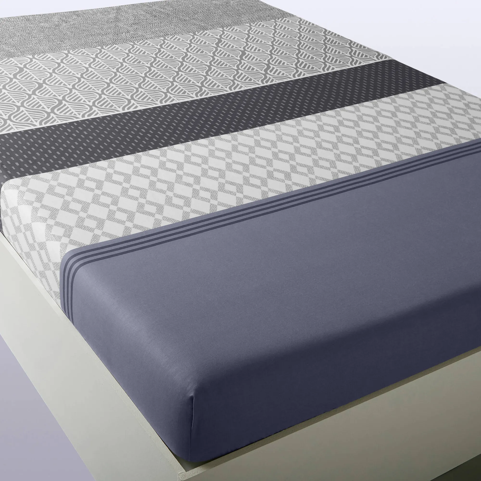 Fantasie Bedlinnen|Vlak Laken<Colombine Bedlinnen Tommy in katoen met geometrische print grijs
