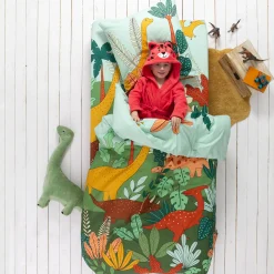 Bedlinnenset Kids|Bedlinnenset Kids<Colombine des petits Bedlinnen voor kinderen Jurassi, in katoen - dinosaurusprint groen