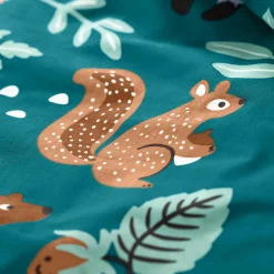 Bedlinnenset Kids|Bedlinnenset Kids<Colombine des petits Bedlinnen voor kinderen met knuffelbeer motief in biologisch katoen, eco-verantwoord groen