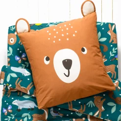 Bedlinnenset Kids|Bedlinnenset Kids<Colombine des petits Bedlinnen voor kinderen met knuffelbeer motief in biologisch katoen, eco-verantwoord groen