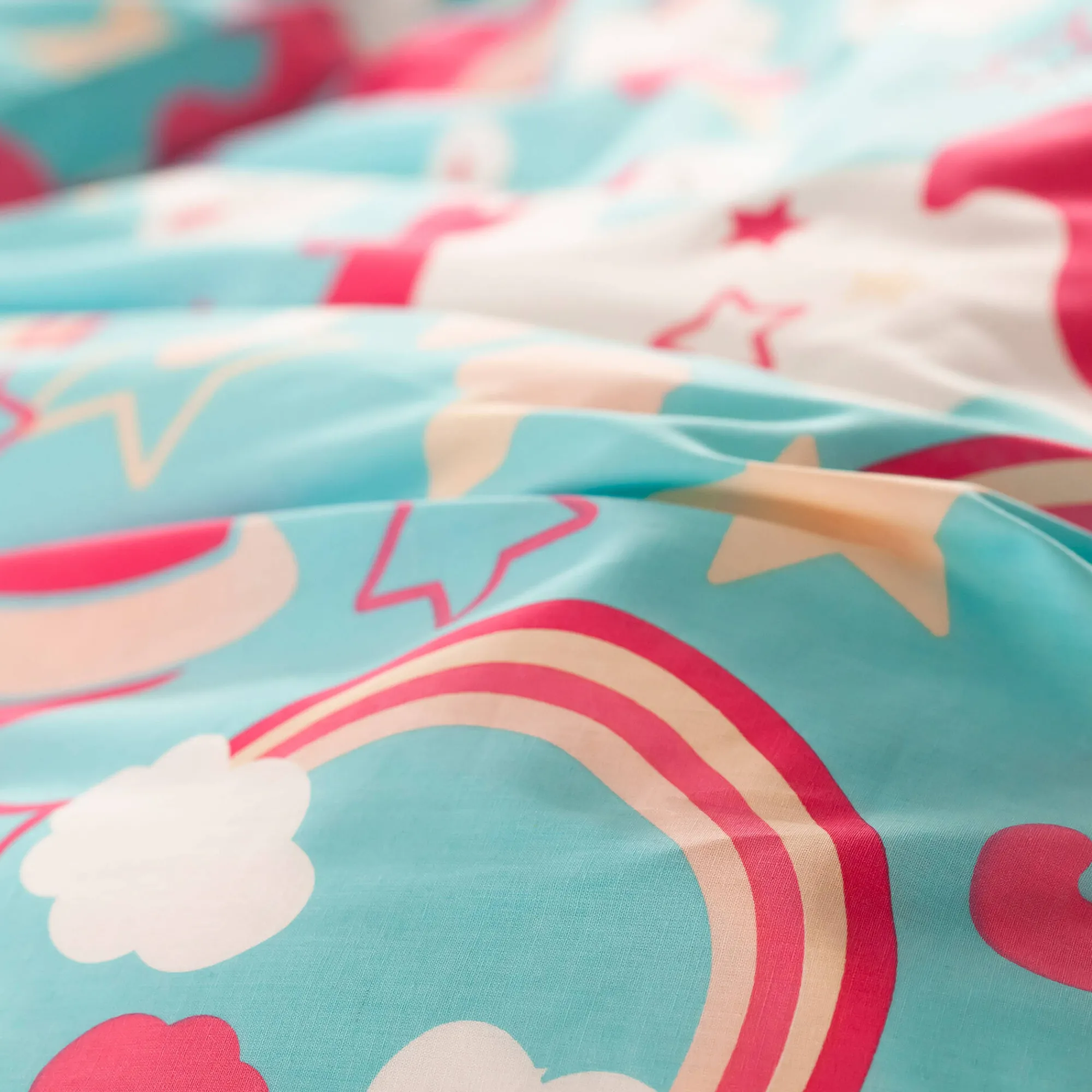 Bedlinnenset Kids|Bedlinnenset Kids<Colombine des petits Bedlinnen voor kinderen met Eenhoornmotief in biologisch katoen, eco-verantwoord blauw