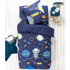 Bedlinnenset Kids|Bedlinnenset Kids<Colombine des petits Bedlinnen voor kinderen Pao - katoen met ruimteprint marine