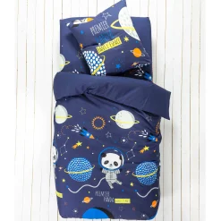 Bedlinnenset Kids|Bedlinnenset Kids<Colombine des petits Bedlinnen voor kinderen Pao - katoen met ruimteprint marine