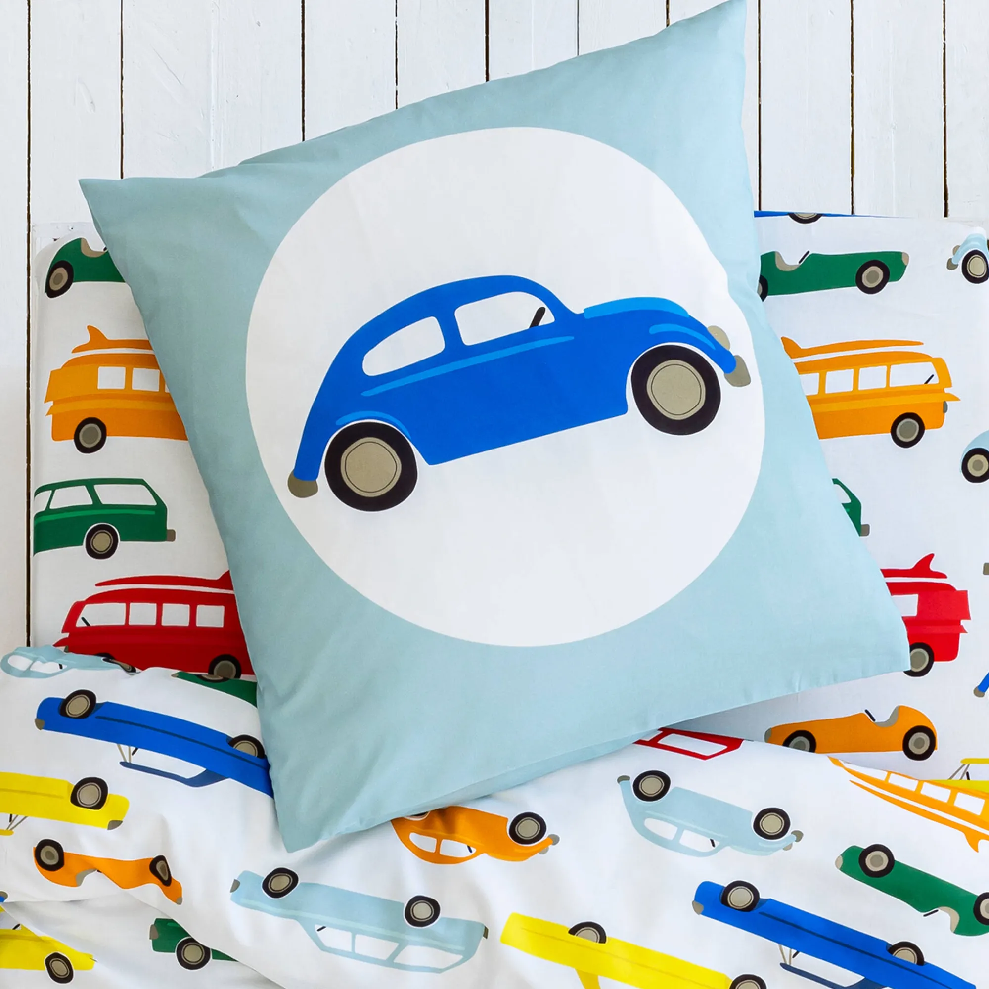 Bedlinnenset Kids|Bedlinnenset Kids<Colombine des petits Bedlinnen voor kinderen Vroum, katoen - autoprint wit