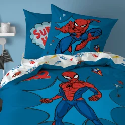 Bedlinnenset Kids|Delige Bedlinnenset<Spiderman Bedlinnenset super hero - katoen blauw