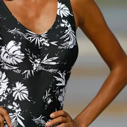 Badmode|Badmode<Blancheporte Bedrukt badpak Tabika - tankini-effect zwart / beige