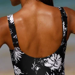 Badmode|Badmode<Blancheporte Bedrukt badpak Tabika - tankini-effect zwart / beige