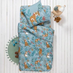 Bedlinnenset Kids|Bedlinnenset Kids<Colombine des petits Bedrukt bedlinnen Chätaigne - katoen celadon