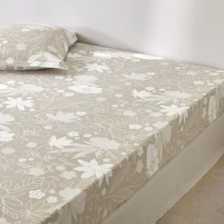 Fantasie Bedlinnen|Vlak Laken<Blancheporte Bedrukt bedlinnen Pénélope, in katoen grijsbeige