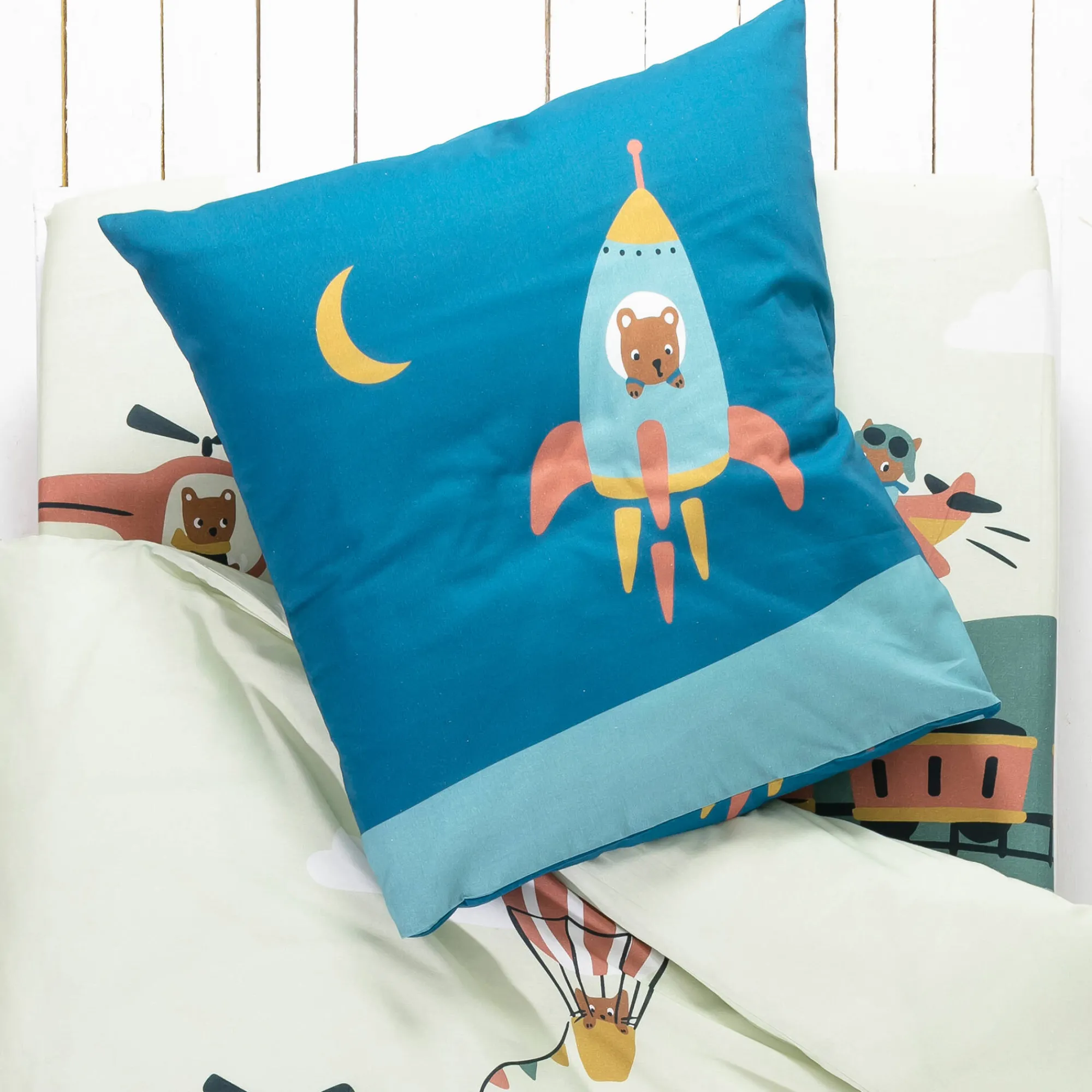 Bedlinnenset Kids|Bedlinnenset Kids<Colombine des petits Bedrukt bedlinnen voor kinderen Trafic, 1 persoon - katoen beige