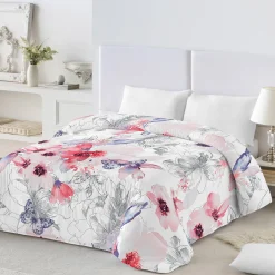 Dekbed<Blancheporte Bedrukt dekbed in katoen Fleurs 200g/m2 rood / grijs