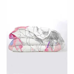Dekbed<Blancheporte Bedrukt dekbed in katoen Fleurs 400g/m2 rood / grijs