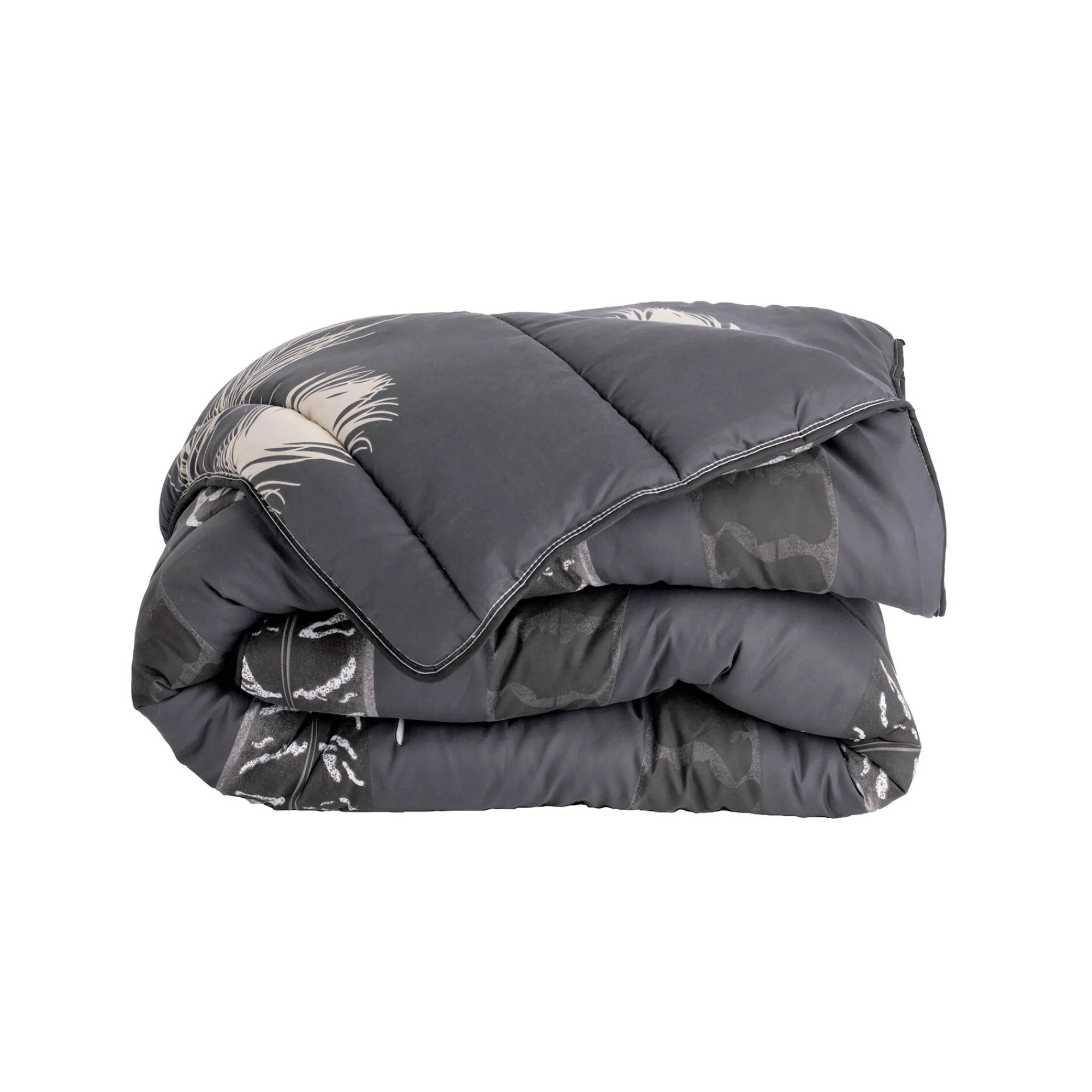 Dekbed<Blancheporte Bedrukt dekbed in microvezel Plumes 400g/m2 zwart